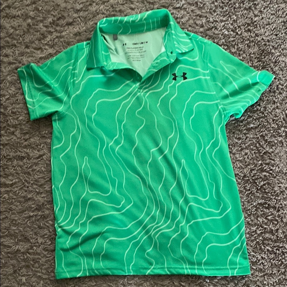 Under Armour Green Polo Shirt with Wavy Pattern